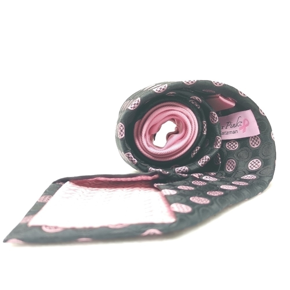 Real Men Wear Pink Breast Cancer Awareness Long Neck Tie 100% Silk - Picture 2 of 11
